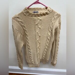 Cable Knit Sweater in Cream, Vintage Harry Met Sally Sweater